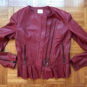 ALYSI  NEW DISTRESSED LEATHER Peplum Jacket 4